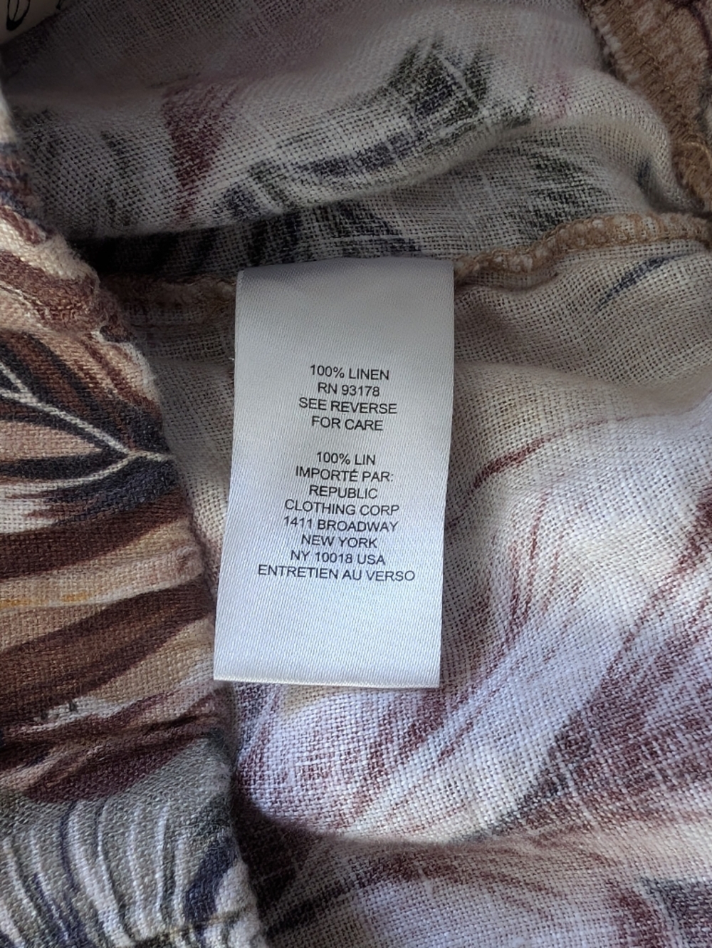 Elie Tahari Blush and Mauve Tropical Print Wide Leg Linen Pants - Picture 3 of 4